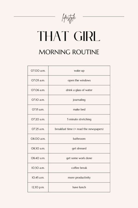 ✨ That Girl Morning Routine ✨ Start your day like that girl with a mindful, energizing routine. Wake up early, hydrate, and move your body with a workout or stretch. Follow with a healthy breakfast, skincare routine, and set intentions for a productive, positive day. 🌅✨ #ThatGirlRoutine #MorningRoutine #HealthyHabits #SelfCare #GlowUp Morning Stretches Routine, Good Apps For Iphone, Girl Morning Routine, Morning Workout Routine, Set Intentions, Stretch Routine, Men's Fitness Motivation, Running Routine, Diet Motivation Quotes