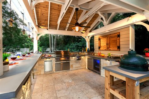 Pool And Outdoor Kitchen Ideas, Pavillion Backyard, Kitchen Ideas Outdoor, Outdoor Pavillion, Modern Outdoor Kitchen, Outdoor Kitchen Bars, Outdoor Kitchen Ideas, Pool Landscape Design, Bar Designs