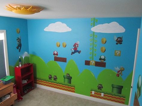 Wall Decor Mario Bros Room, Super Mario Room, Baby Boy Room Themes, Mario Room, Nerdy Decor, Brothers Room, Lego Bedroom, Kids Bedroom Boys, Baby Boy Themes