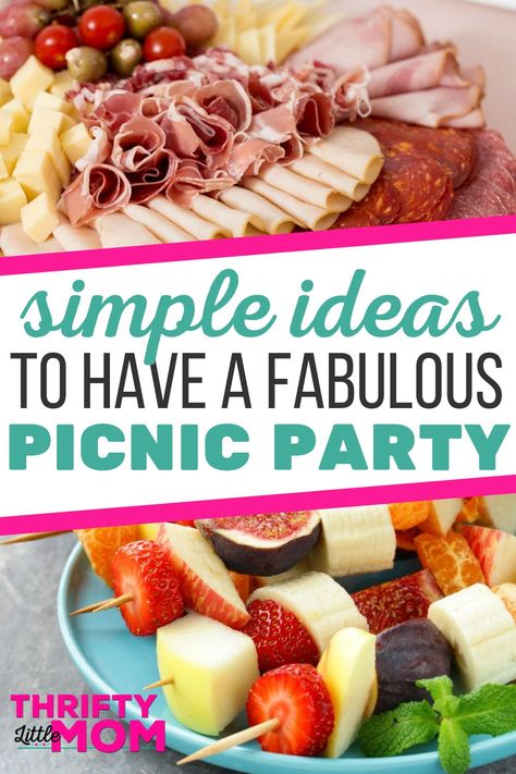 Host an amazing picnic party with these easy recipes for simple food and drinks that guests will love. The waterproof blanket idea is genius, especially for wet spring events! #ad #party #picnic #summer Lunch Ideas For Guests, Picnic Party Food, Best Picnic Food, Easy Picnic Food, Luncheon Menu, Summer Picnic Food, Picnic Menu, Picnic Snacks, Picnic Theme