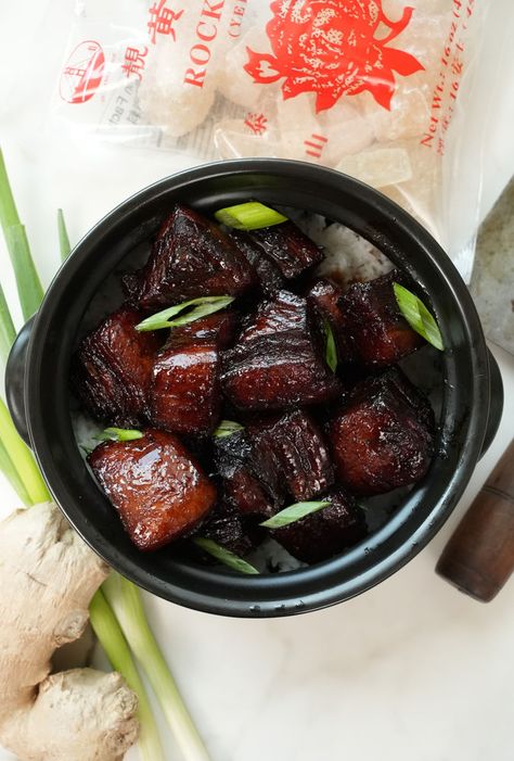 RED BRAISED PORK Hong Shao Rou, Red Braised Pork, Cj Eats, Three Cup Chicken, Ginger Pork, Braised Pork Belly, Pork Belly Recipes, Ginger Slice, Braised Chicken