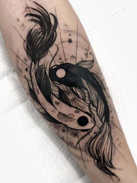 Majin Tattoo, Coy Fish Tattoos, Tato Maori, Pisces Tattoo Designs, Avatar Tattoo, Ying Yang Tattoo, Koi Tattoo Design, Yin Yang Tattoos, Pisces Tattoos