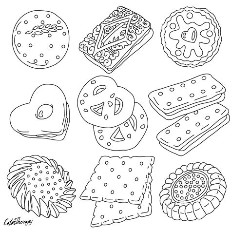 Pastry Coloring Page, Cute Simple Coloring Pages, Scrapbook Cookbook, Biscuit Color, Biscuits Cookies, Food Coloring Pages, Flag Coloring Pages, Colorfy App, Free Adult Coloring Pages