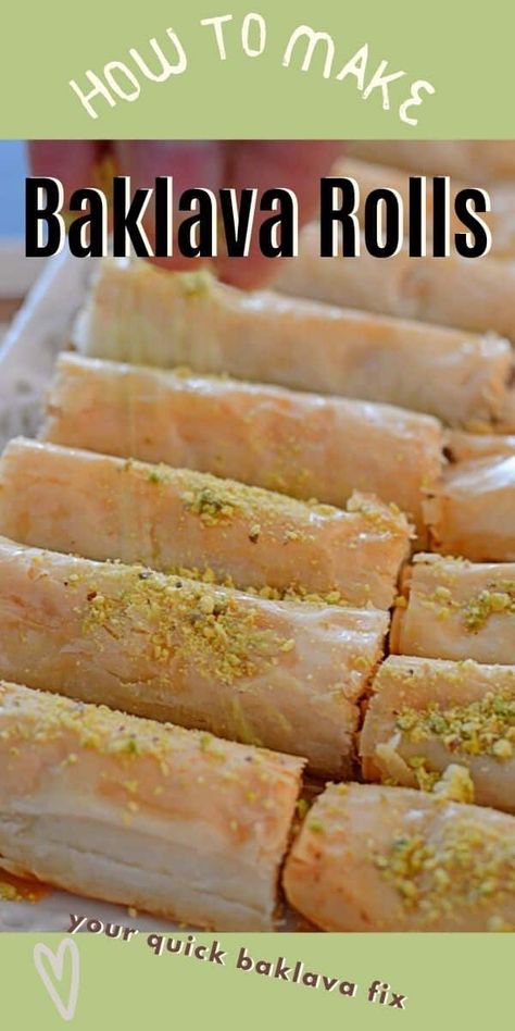 Baklava Recipe Middle Eastern, Baklava Recipes, Baklava Rolls, Best Baklava Recipe, Philo Dough, Baklava Recipe Easy, Exotic Recipes, Phyllo Dough Recipes, Phyllo Recipes