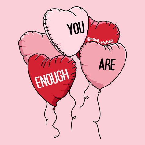 by Sasa Elebea Valentines Wallpaper, Wow Art, Happy Words, You Are Enough, Self Love Quotes, Cute Quotes, Pink Aesthetic, The Words, Wall Collage