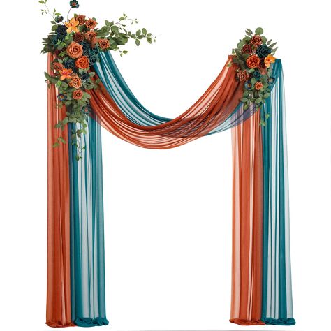 PRICES MAY VARY. COLOR INSPIRED: Create a warm forest and cool shades atmosphere with the teal and orange inspiration of dark teal & burnt orange. Capture your unique vintage wedding ceremony backdrop decorations with Ling’s exquisite wedding arch flowers kit. FIT ON ARCH: Tailored for decorating 5' W x 6'5" H arch stand as photography show. Floral swags curve hanging on the arch, measuring about 3.6ft L x 1ft W and 2ft L x 0.82ft W. NEVER WILTED: Substitute for costly fresh flowers and greenery Rustic Teal Wedding Decor, Teal And Burnt Orange Wedding Flowers, Black And Dark Teal Wedding, Burnt Orange And Dark Teal Weddings, Black Burnt Orange Wedding, Fall Wedding Arches Indoor, Dark Teal And Rust Wedding, Groovy Wedding Decor, Fall Wedding Arch Flowers