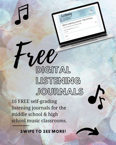 Each activity comes as a separate Google Form. Forms are set-up to be self-grading for questions that are not subjective. Also includes a blank/create-your-own version with instructions on how to create a listening journal for any piece of music! High School Music Classroom, Music Listening Activities, High School Music, Listening Activities, Music Appreciation, Google Form, Be Silent, Music Express, Music Technology