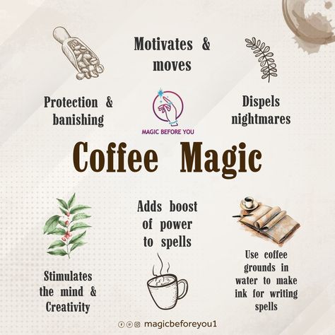 Coffee Magickal Properties, Coffee Spiritual Meaning, Banish Nightmares Spell, Coffee Magic Spell, Coffee Spells, Coffee Magick, Coffee Witchcraft, Coffee Spell, Alchemy Magic