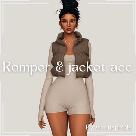 Romper & jacket accessory | Patreon The Sims 4 Cc Designer Clothes, Accessory Sims 4 Cc, Designer Clothes Sims 4 Cc, Sims 4 Female Clothes Cc Patreon, Sims 4 Romper, Sims 4 Cc Posters Decor, Sims 4 Cc Clothes, Sims 4 Cc Patreon, Cc Shopping