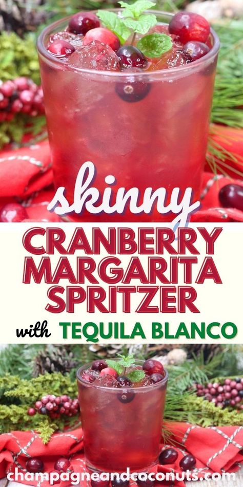 A low calorie Cranberry Margarita Spritzer really hits the spot! This skinny margarita recipe is perfect to serve year round, but we especially love to serve it for Thanksgiving, Christmas, and New Year's Eve. It's a great way to enjoy the flavors of your favorite cran marg without the guilt. Cranberry Margarita Recipe, Low Calorie Christmas, Cranberry Margaritas, Low Calorie Alcoholic Drinks, Healthy Alcoholic Drinks, Christmas Drinks Alcohol Recipes, Cranberry Drinks, Cranberry Margarita, Christmas Drinks Recipes