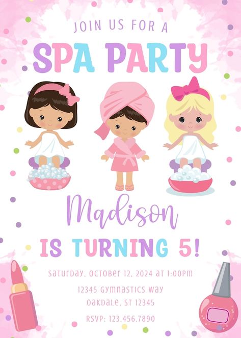 Editable Spa Birthday Invitation Template-spa Day Invite-pamper Party Invitation Download-instant Download - Etsy Spa Birthday Invitations, Spa Birthday Party Invitations, Spa Party Invitations, Pijama Party, Baby Spa, Spa Birthday Parties, Spa Birthday, Pamper Party, Spa Party