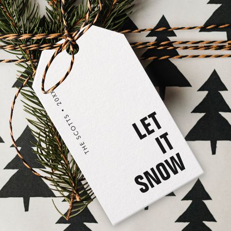 Black Card Christmas Cards, Simple Christmas Gift Tags, Cricut Christmas Gift Tags, Block Typography, Christmas Minimalist, Gift Tag Design, Snow Holiday, Minimal Christmas, Holiday Wrapping