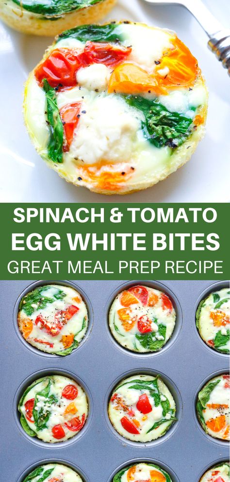 Spinach And Tomato Egg Bites, Egg White Bites Meal Prep, Breakfast Meal Prep Egg Bites, Egg White Bites With Turkey Sausage, Egg White Bites No Cheese, Spinach Feta Egg White Bites, Easy Healthy Egg Bites, Breakfast Ideas Egg Whites, Egg White Recipes High Protein