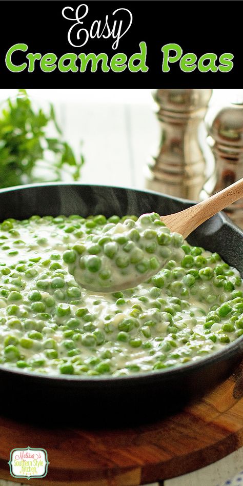 Easy Creamed Peas Recipe, Pea Sides, Cream Peas Recipe, Easy Creamed Peas, Creamed Peas Recipe, Vegetable Meals, Apple Crisps, Creamed Peas, Peas Recipe