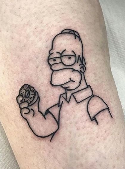 Homer Simpson Tattoo Cartoon Tattoos For Men, Simpson Tattoo, Male Cartoon, Simpsons Tattoo, Petit Tattoo, Cartoon Tattoo, Hand Poked Tattoo, Cartoon Tattoos, Ink Design