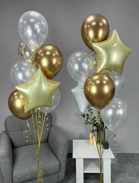 Balloon Bunches, Helium Balloons Birthday, Birthday Themes For Boys, Personalized Balloons, Birthday Balloon Decorations, Gold Balloons, Party Stores, Helium Balloons, Balloon Bouquet