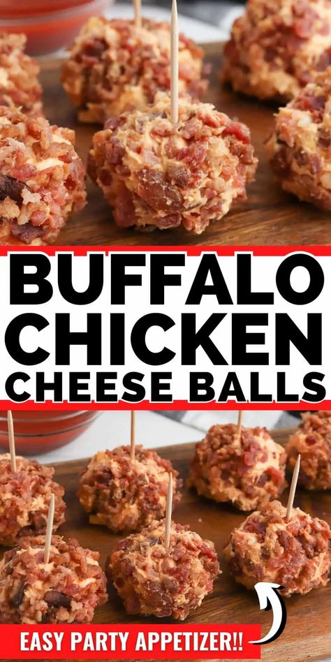 Appetizer With Shredded Chicken, Buffalo Chicken Appetizers For Party, Buffalo Chicken Balls, Appetizer Chicken Recipes, Canned Chicken Appetizers, Buffalo Chicken Cheese Ball, Appetizer Recipes With Cream Cheese, Chicken Cheese Ball Recipes, Chicken Bite Appetizers