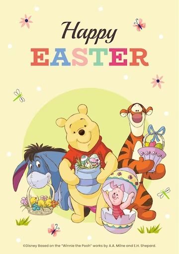 Winnie the Pooh Easter Card | Premium Disney template Rabbit Winnie The Pooh, Pooh Bear Easter Wallpaper, Rabbit From Winnie The Pooh, Winnie The Pooh Graphics, Disney Happy Easter, Baby Print Art, Bring Happiness, Baby Prints, Easter Cards