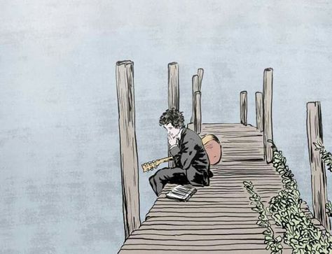 Sitting On The Dock Of The Bay Tattoo, Sitting On The Dock Of The Bay, Dock Drawing, Bay Tattoo, Bob Dylan Songs, Dock Of The Bay, I Love Music, Bob Dylan, Art Stuff