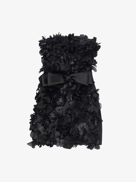 Bustier dress in satin with embroidered flowers - black | Givenchy US Givenchy Jeans, Givenchy Coat, Cropped Wool Sweater, Givenchy Clothing, Wool Knitted Dress, Fab Dress, Corset Shirt, Silk Satin Dress, Flowers Dress