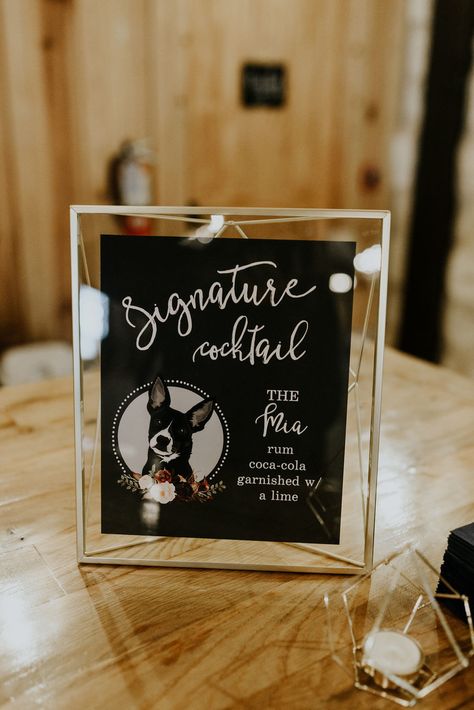 Incorporate Dog In Wedding Decor, How To Incorporate Dogs Into Wedding, Incorporate Dog In Wedding, Ways To Incorporate Dogs In Wedding, Wedding Bar Sign Ideas, Bar Sign Ideas, Dogs In Wedding, Compass Photography, Dog In Wedding