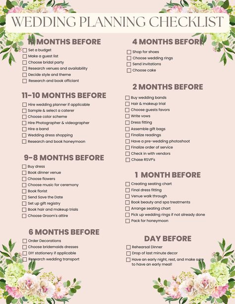 Wedding Planner Checklist, Wedding Planner, Month-by-month Planning, Wedding Checklist, Instant Download, Downloaded Planner Wedding Planning Timeline 12 Months, Planning Wedding Checklist, Engagement Timeline, Month Planning, Wedding Planner Checklist, Wedding Budget Planner, Checklist Wedding, Wedding Planning Timeline, Planning Wedding