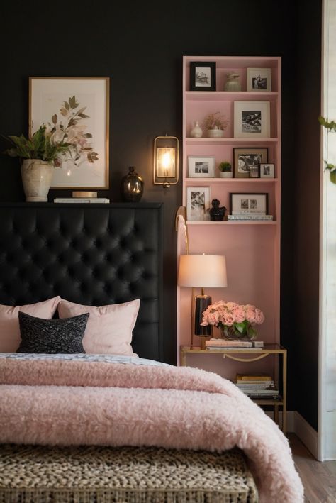 Escape to a dreamy romantic retreat with pale pink walls! Discover how this soothing hue transforms spaces in the best way. #ad     #Colortrend #wallpaint2024  #color2024  #DIYpainting  ##DIYhomedecor  #Fixhome Pale Pink Walls, Pale Pink Room, Pink Black Bedrooms, Alder Wood Kitchen Cabinets, Pink Bedroom Walls, Solid Wood Kitchen Cabinets, Room Revamp, Romantic Retreat, Accent Wall Bedroom