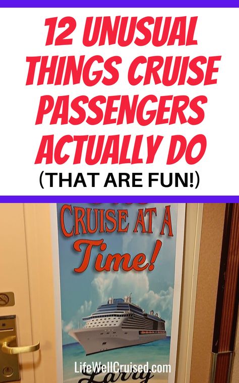 The most unexpected and quirky things cruise passengers do. Get ready for cabin door decorations, cruise ducks, group cruise traditions and more! If you're going on a cruise vacation, this will help you to know what to expect on a cruise. First time cruise travelers and experienced cruise passengers will love this article full of cruise tips! Cruise Doors Ideas, First Cruise Door Decorations, Cruise Ship Scavenger Hunt Ideas, Fun Cruise Ideas, Door Decorations For Cruise Doors, Cruise Cabin Decorations, Carnival Cruise Cabin Door Decorations Ideas, Funny Cruise Door Decorations, Cruise Fun Ideas