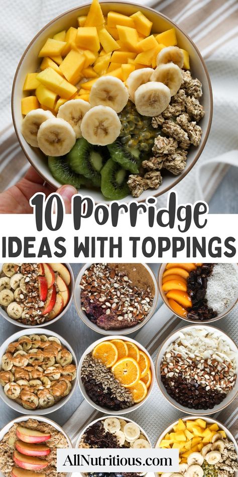 Try these healthy porridge ideas with all kinds of different toppings that are sweet and delicious. It's a yummy healthy breakfast idea that even the kids will love. Fill yourself up with oatmeal that tastes good. #breakfast #porridge Healthy Porridge Recipes, Porridge Ideas, Porridge Toppings, Healthy Porridge, Family Friendly Breakfast, Eating For Health, Healthy Breakfast Idea, Breakfast Porridge, Blueberry Topping