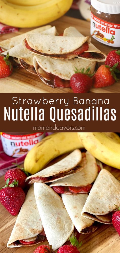 Quesadillas Breakfast, Nutella Snacks, Easy Lunches For Kids, Kids Lunch Box Meals, Lunch Ideas For Kids, Easy Snacks For Kids, Kids Lunch Recipes, Healthy Lunches For Kids, Banana Nutella