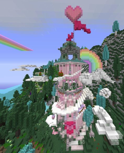 my mystical fairy tower build <3 a lot of textures are from various packs i put together into one. version: 1.12.2 mods: blockcraftery, biomes o plenty, open terrain generator, ferdinand's flowers for more flowers, aether/twilight forest cloud blocks, fairy lights (lanterns), floricraft Rainbow Castle Minecraft, Fairy Forest Minecraft Ideas, Cloud House Minecraft, Cloud Minecraft Build, Butterfly Minecraft Build, Pastel Minecraft House, Biomes O Plenty House, Fairy Forest Minecraft, Fairy Builds Minecraft