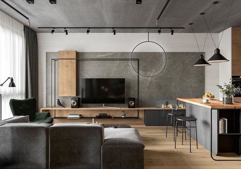 A balance of Japanese zen-like style with industrial style design makes this space look cozy and modern. What do you think of this design… Industrial Zen Interior Design, Japanese Zen Interior, Zen Interior Design, Japandi Living Room, Zen Interiors, Industrial Home Design, Flat Decor, Japanese Interior Design, Industrial Livingroom