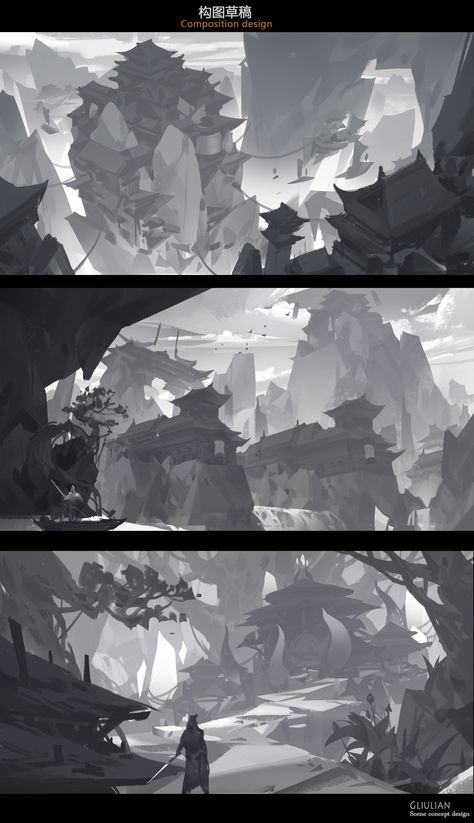 ArtStation - Composition design, G liulian Environment Sketch, Environment Painting, Concept Art Tutorial, Splash Art, Landscape Concept, Composition Design, Scene Design, Digital Painting Tutorials, Matte Painting