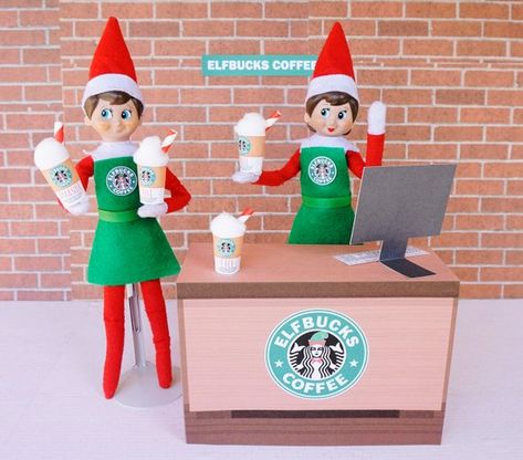 Elf Bucks - cute Starbucks Elf on the Shelf Idea #elfontheshelf #starbucks #elf #christmas #christmastraditions  #elfideas Elf On The Shelf Starbucks, Elf On The Shelf Accessories, Funny Christmas Memes, Elves Ideas, Shelf Accessories, Christmas Memes Funny, Elf Arrival, Doll Props, Awesome Elf On The Shelf Ideas