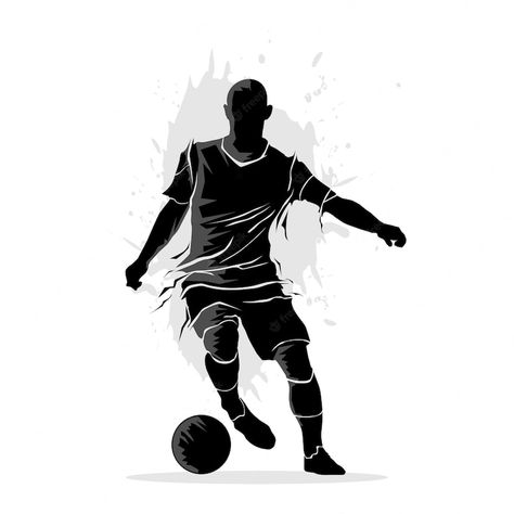 Premium Vector | Soccer player dribbling the ball. abstract silhouette vector illustration Soccer Vector Illustration, Dribbling Football, Soccer Logo Design Ideas, Futsal Wallpaper, Poster Futsal, Football Illustration Design, Logo Futsal, Sports Silhouettes, Soccer Silhouette