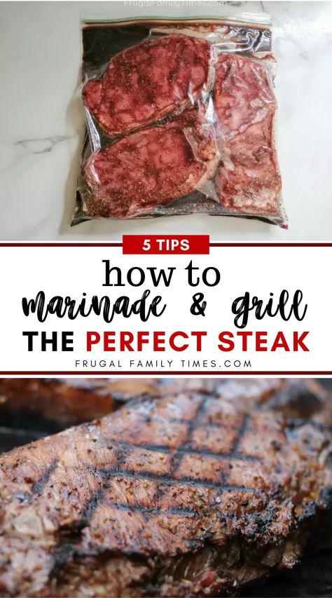 You've found it: THE BEST recipe to marinade steak! And you can't go wrong with these tips for BBQ steak. The Keg recipe for steak inspired this simple recipe. You can freeze steak for perfect grilling and a make ahead meal! Bbq Steak Recipes Grilling, Bbq Steak Marinade, Pizza On The Bbq, Peper Steak, Marinade Steak, Steak Marinade For Grilling, Recipe For Steak, Steak Marinades, Cooking Therapy