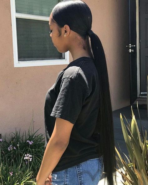 Slick Straight Hair, Slick Ponytail, Weave Ponytail Hairstyles, Twisted Hair, Weave Ponytail, Straight Weave Hairstyles, Twist Braid, Straight Hair Bundles, Brazilian Straight Hair