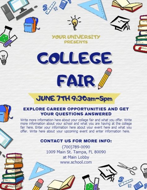 College Event Ideas, College Flyer, Education City, College Poster, College Event, School Fair, Graduation Poster, Graduation Templates, Research Poster