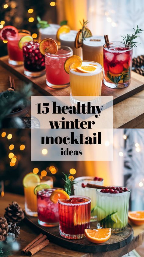 "Warm up your season with these 15 Healthy Winter Mocktail Ideas! Discover delicious Christmas Mocktail Recipes and festive Holiday Mocktails perfect for gatherings. From refreshing Cranberry Cocktails to delightful New Year's Eve Drinks, these alcohol-free options are ideal for Thanksgiving Cocktails and holiday celebrations. Cheers to tasty Holiday Cocktail Recipes that everyone can enjoy this winter!" Winter Mocktail, Christmas Mocktail Recipes, Christmas Mocktail, Cranberry Cocktails, Winter Mocktails, Mocktail Ideas, Winter Drink Recipes, Holiday Cocktail Recipes, New Years Eve Drinks