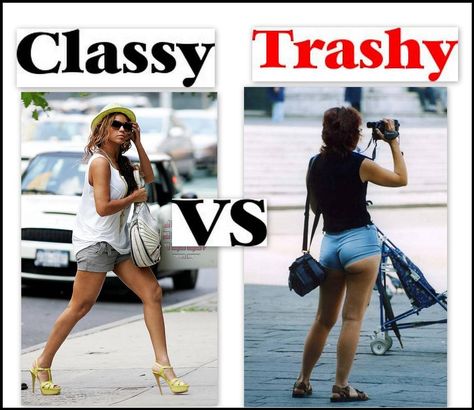 Unfortunately, I see the right side more that the left side. Lets keep it pretty people :) Classy Vs Trashy Outfits, Classy Vs Trashy, Trip To Miami, Grunge Shorts, Food Books, Trashy Outfits, Office Fashion Women, Types Of Women, Human Development