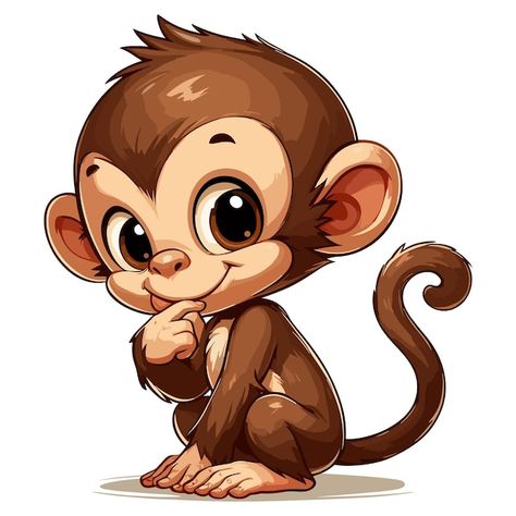 Baby Monkey Drawing, Cute Monkey Drawing, Cute Monkey Cartoon, Cute Animals Clipart, Monkey Clipart, Cartoon Dog Drawing, Funny Monkey Pictures, Farm Animal Clipart, Christmas Farm Animals