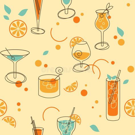 Cocktail Pattern stock vector. Illustration of drinking - 29790447 Cocktail Pattern, Cocktail Party Decor, Cocktails Vector, Retro Printables, Cocktail Illustration, New Year Illustration, Mid Century Illustration, Cocktail Art, Inspirational Artwork