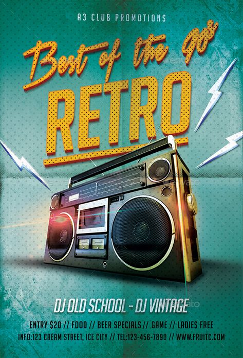 Retro Flyer Design, Retro Invitation Design, Retro Party Poster, Retro Backdrop, Retro Invitation, Dj Flyer, Mtv Music, Cocktail Photography, Invitation Flyer