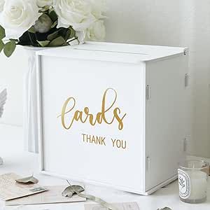 CYAOOI PVC Storage Box, White Wedding Card Box with Gold Pattern, Large Size for Party Decorations White Wedding Card Box, White Wedding Card, Pvc Storage, Money Envelope, Card Box Holder, Memory Table, Wedding Card Box, Gift Card Boxes, Money Envelopes