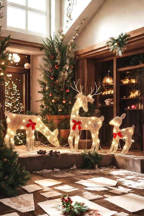 Joliyoou 2D Christmas Yard Decorations, 3 Packs Pre-lit Reindeer Family with 60 Warm White Lights, Tinsel Reindeer Lighted Holiday Display for Xmas Front Door Indoor Outdoor Decor Reindeer Yard Decorations, Reindeer Lights, Outdoor Holiday Decorations, Door Indoor, Warm White Lights, Christmas Yard Decorations, Holiday Display, Yard Decorations, Christmas Yard