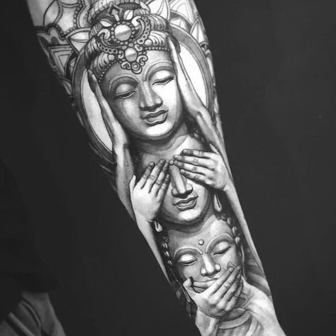 See No Evil, Speak No Evil, Hear No Evil Tattoo | Tattoo Ideas and Inspiration | Evil tattoos, Cool forearm tattoos, Buddhist tattoo sleeve Tattoo Bubbles, Hear No Evil Tattoo, Buddhist Tattoo Sleeve, Buddha Tattoo Sleeve, Buda Tattoo, No Evil Tattoo, Octopus Tattoo Sleeve, Buddhist Tattoo, Buddha Tattoo Design