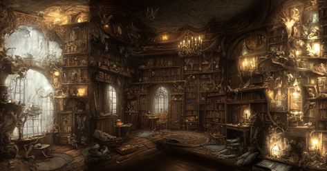 Classroom Fantasy Art, Library Aesthetic Wallpaper Desktop, Fantasy Library Art, Fantasy Background Desktop, Dark Library Aesthetic, Fantasy Library, Interior Reference, Story Settings, Magical Library