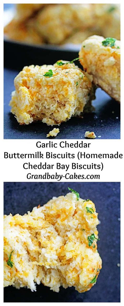 Homemade Cheddar Bay Biscuits (Garlic Cheddar Buttermilk Biscuits) Cheddar Buttermilk Biscuits, Cheddar Bay Biscuits Recipe, Garlic Cheddar Biscuits, Red Lobster Cheddar Bay Biscuits, Grandbaby Cakes, Garlic Cheddar, Cheddar Bay Biscuits, Cheddar Biscuits, Biscuit Rolls