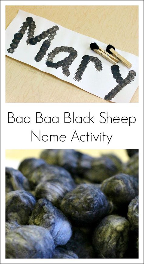 Name activity for the nursery rhyme "Baa Baa Black Sheep"! Nursery Rhymes Preschool Theme, Nursery Rhyme Lessons, Nursery Rhyme Activities, Nursery Rhymes Preschool Crafts, Rhyme Activities, Nursery Rhyme Art, Rhyming Preschool, Nursery Rhyme Crafts, Name Activity