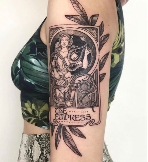 Empress Tarot Card Tattoo, Empress Tattoo, Tarot Tattoos, Crystal Ball Tattoo, Tattoo 2022, The Empress Tarot, Ink Pot, Empress Tarot Card, Ball Tattoo